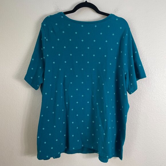 Catherines Womens Plus 2X 22/24W Suprema Collection Teal Lace Up Neck Tunic Top - Picture 8 of 8